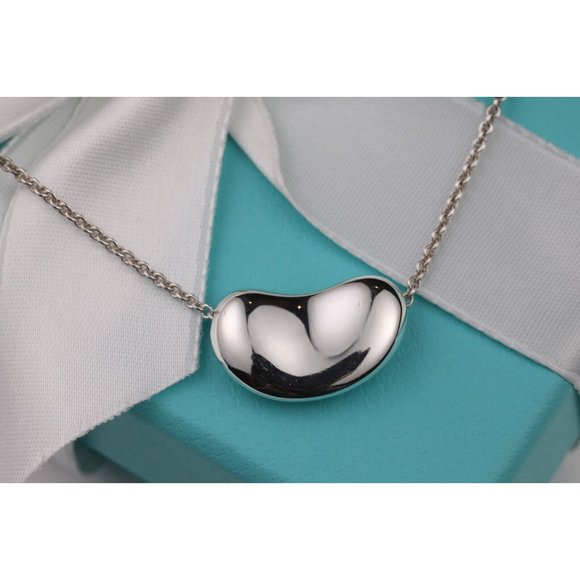 Tiffany & Co. Jewelry - Tiffany & Co. Peretti 925 Silver Large Bean 19mm Pendant Necklace 16" Chain